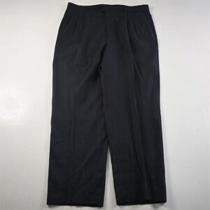 Vtg Bespoke 36x30‎ Blue Birdseye Wool Pleated Full Cut Mens Pants